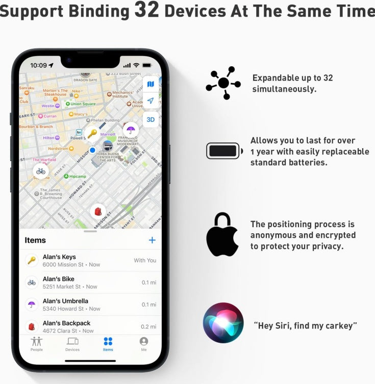 Energy Tracker – 365-Day Battery Life, Anti-Lost Device for Keys, Wallets, Pets & Luggage, Remote Camera Control & Alarm, Compatible with iOS & Android