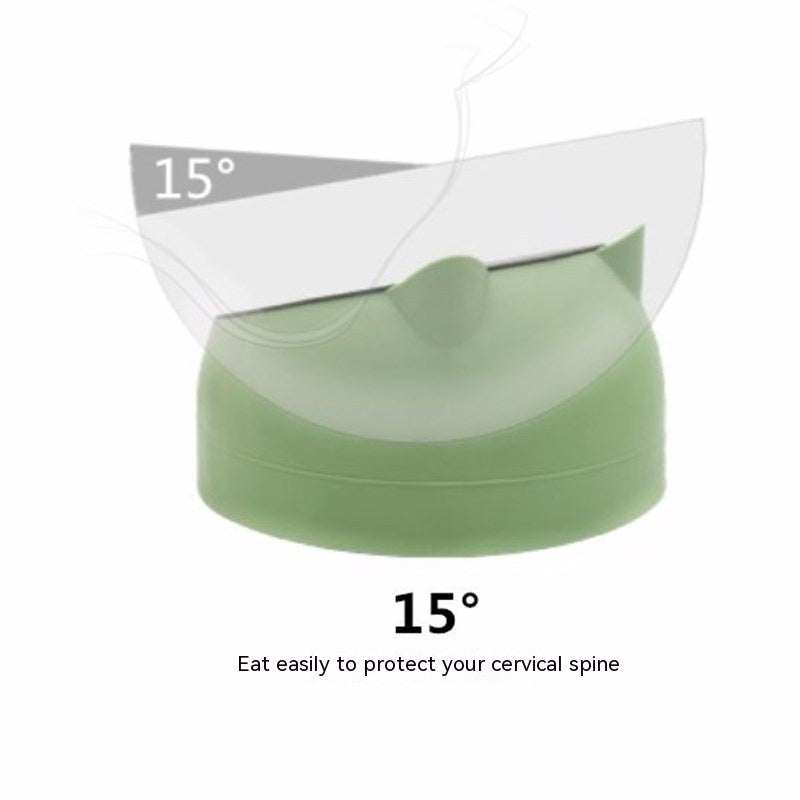 Stainless Steel Double Dog Bowl – Elevated Oblique Design for Neck Protection, Pet Food & Water Bowl