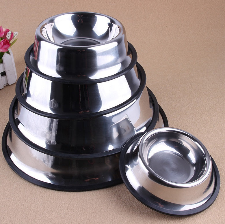 Classic Non-Slip Stainless Steel Pet Bowl – Durable Food & Water Dish for Cats and Dogs