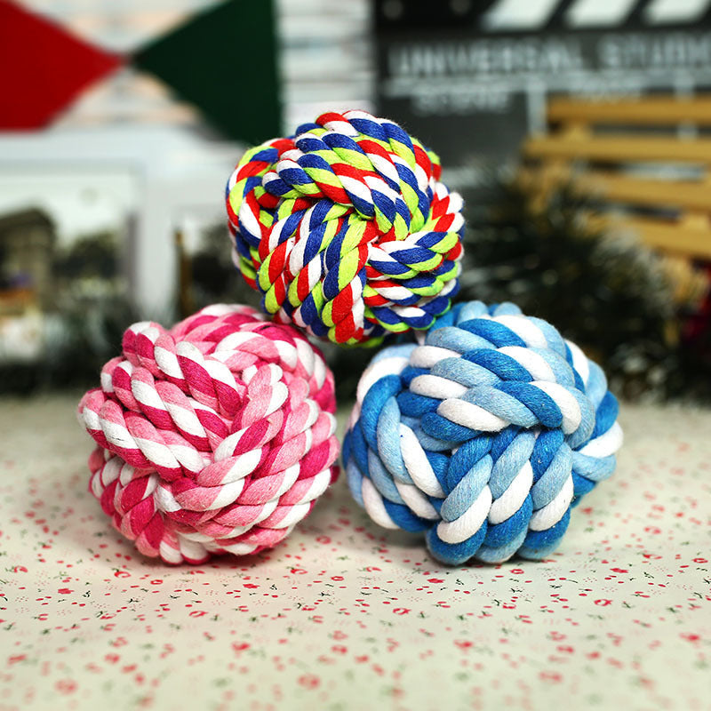 Pet Cotton Rope Ball Toy – Durable Hand-Woven Chew & Fetch Toy for Dogs and Puppies