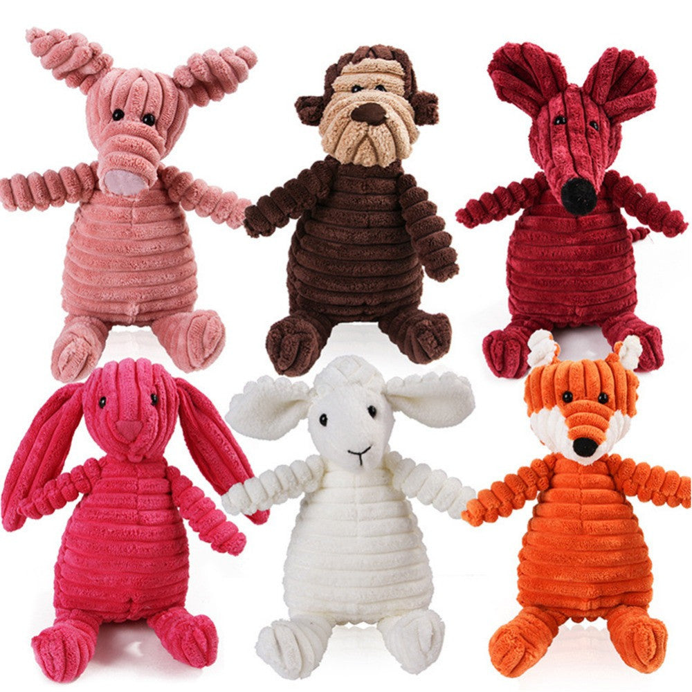 Vocal Animal Plush Dog Toy – Chewable Corduroy Plush for Teeth Cleaning, Training, and Interactive Play