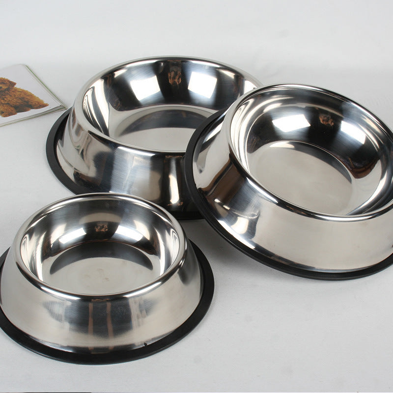 Classic Non-Slip Stainless Steel Pet Bowl – Durable Food & Water Dish for Cats and Dogs