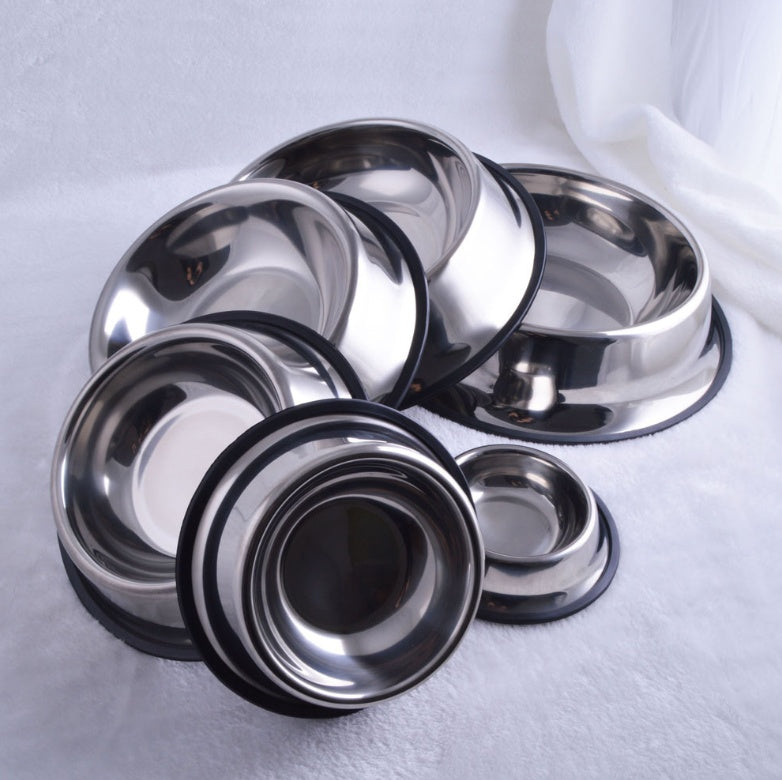 Classic Non-Slip Stainless Steel Pet Bowl – Durable Food & Water Dish for Cats and Dogs
