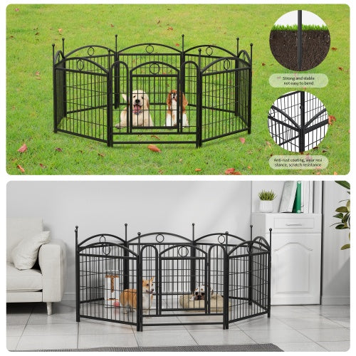 Indoor Dog Playpen – 24" Metal Pet Exercise Pen, 8-Panel Folding Play Yard for Dogs