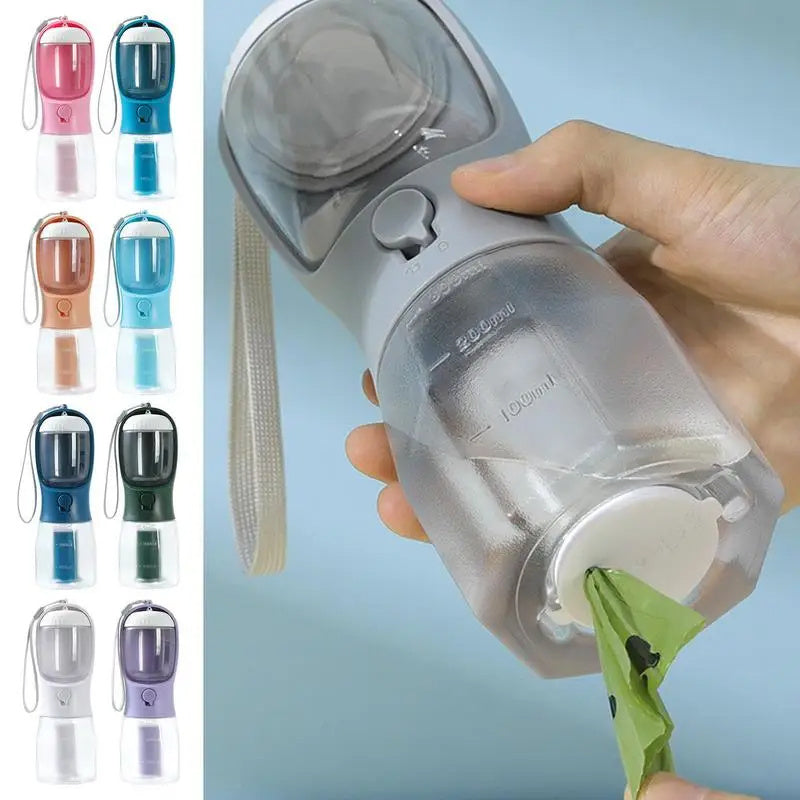 3-in-1 Portable Dog Water & Food Cup with Waste Bag – Multi-Functional Pet Travel Supplies