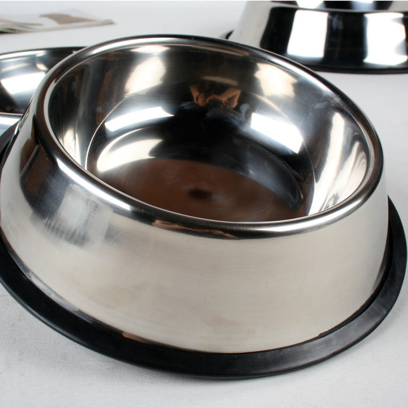 Classic Non-Slip Stainless Steel Pet Bowl – Durable Food & Water Dish for Cats and Dogs