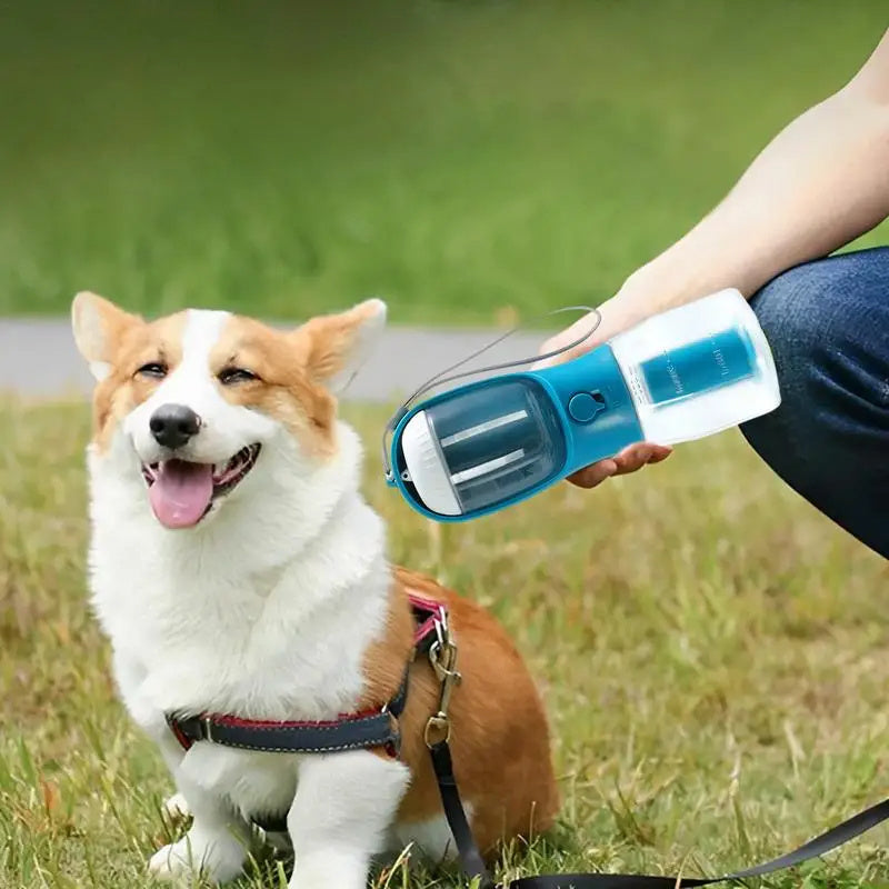 3-in-1 Portable Dog Water & Food Cup with Waste Bag – Multi-Functional Pet Travel Supplies