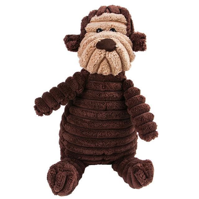 Vocal Animal Plush Dog Toy – Chewable Corduroy Plush for Teeth Cleaning, Training, and Interactive Play