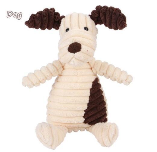 Vocal Animal Plush Dog Toy – Chewable Corduroy Plush for Teeth Cleaning, Training, and Interactive Play