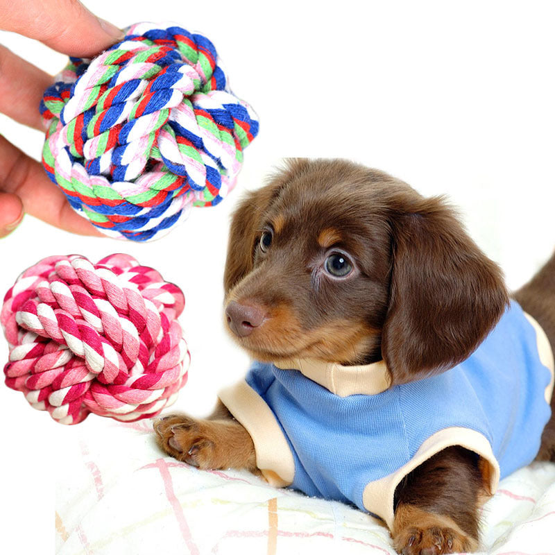 Pet Cotton Rope Ball Toy – Durable Hand-Woven Chew & Fetch Toy for Dogs and Puppies