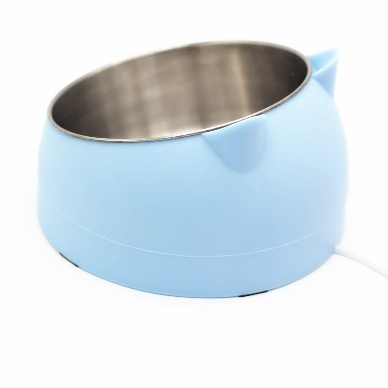 Stainless Steel Double Dog Bowl – Elevated Oblique Design for Neck Protection, Pet Food & Water Bowl