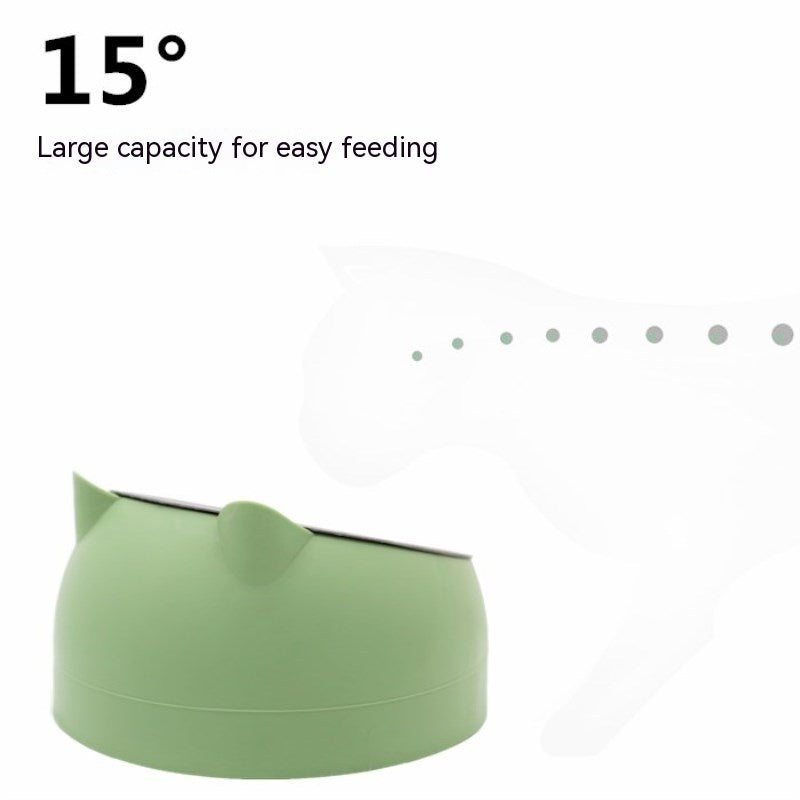 Stainless Steel Double Dog Bowl – Elevated Oblique Design for Neck Protection, Pet Food & Water Bowl
